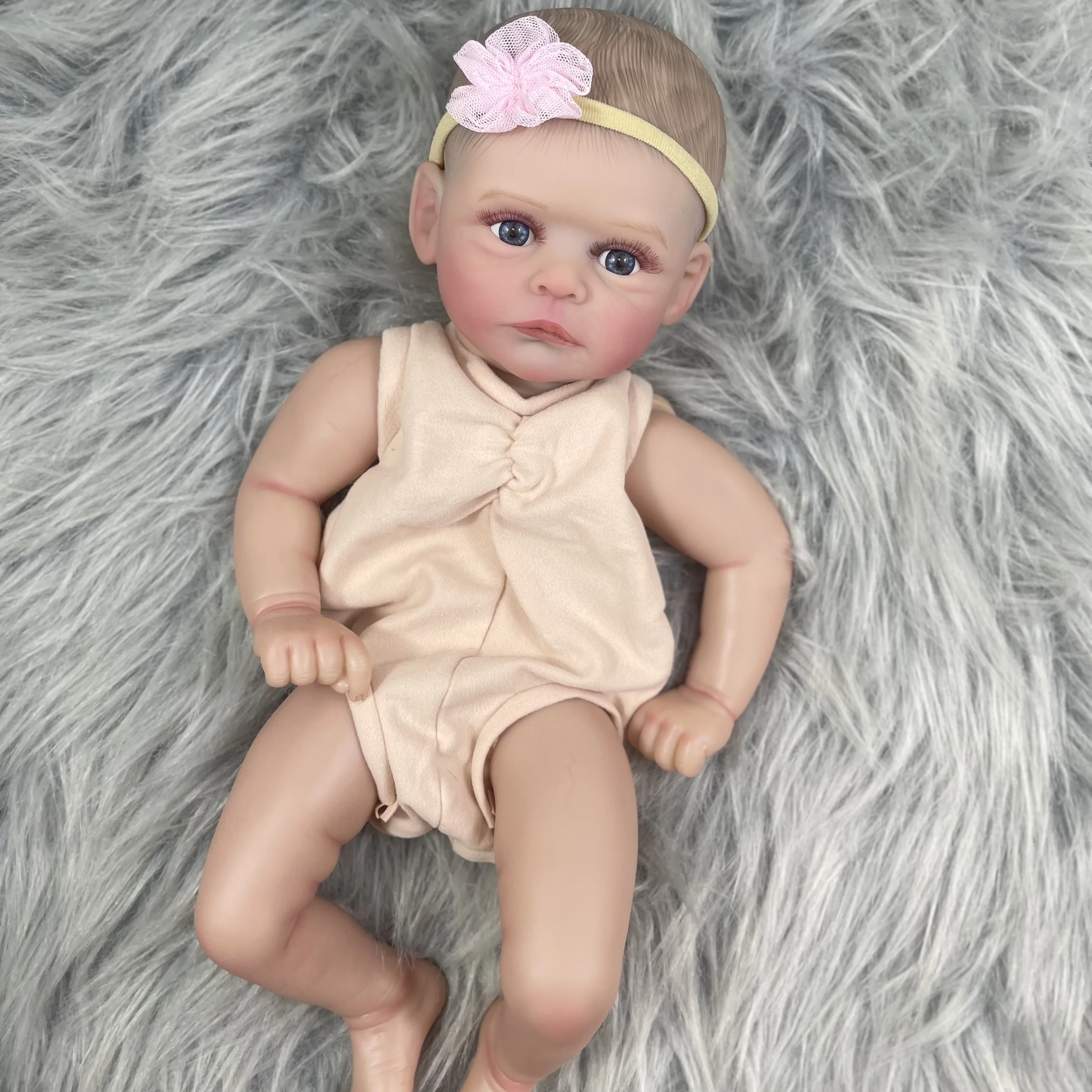 MRB 20 inch Already Painted Reborn Doll Kits Joleen With Blue Eyes and Eyelashes Vinyl Reborn Unassembled DIY Doll Kit Mold