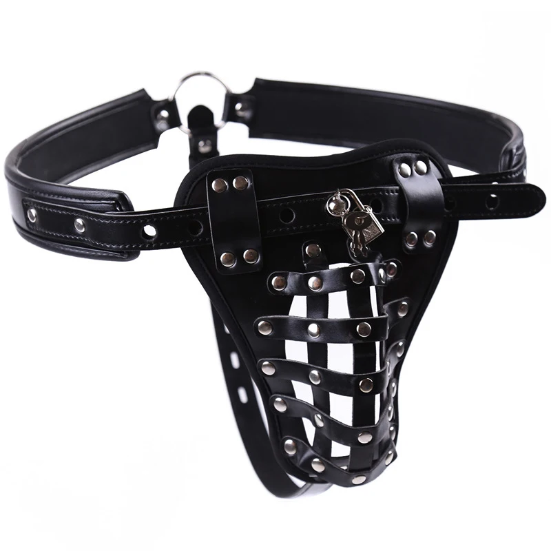 Men Chastity Belt Harness Lock Cock Panties Leather Gay Bdsm Fetish Thongs Sexy Lingerie Exotic Briefs Male Underwear Cosplay