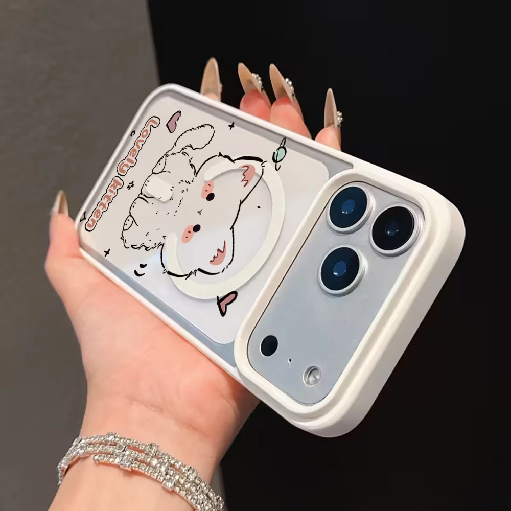 Niedliche Katzen-Schutzhülle für Magsafe iPhone 15 16 Pro Max 17 14 11 13 12 Pro Max Plus Hüllen Magnetisches Kabelloses Laden Coque – Detail 12