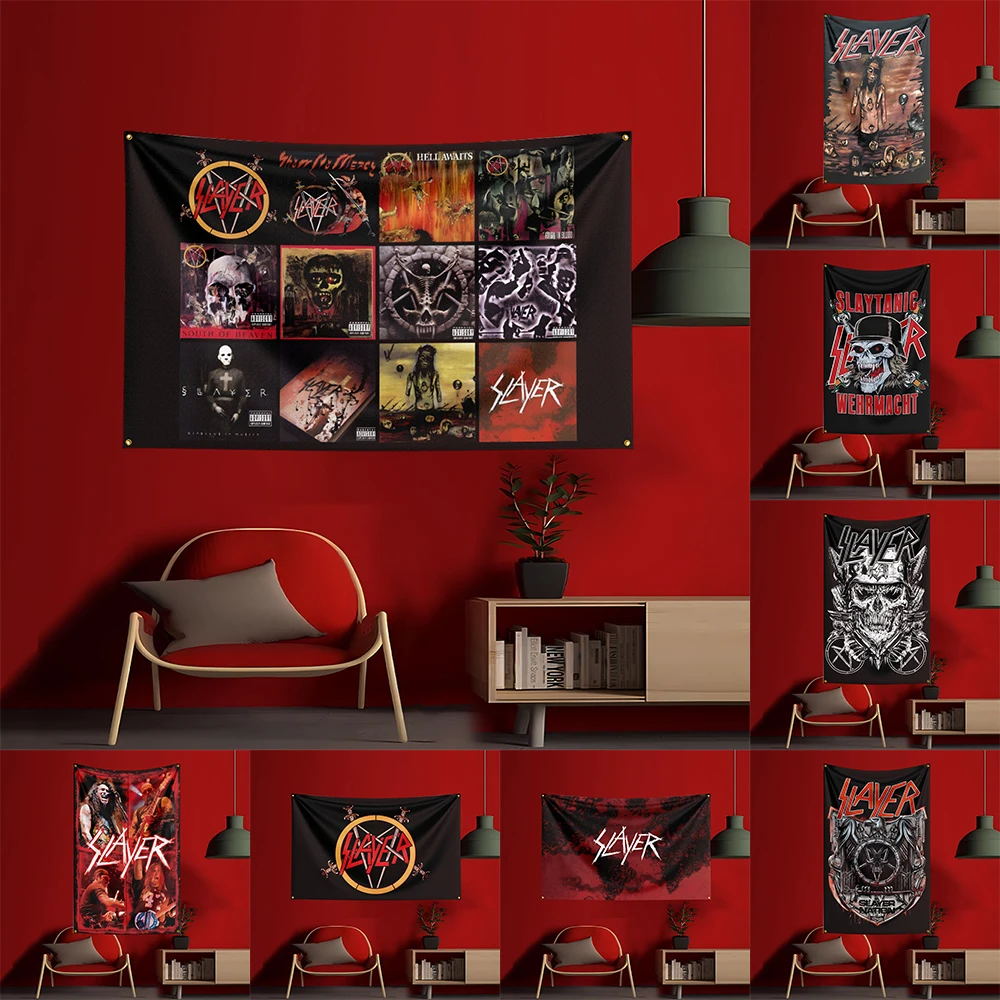 Bandera de banda de Rock pesada S-Slayers de 90x150cm, pancarta de impresión Digital de poliéster para decoración de tapiz de puerta, arte de pared del dormitorio