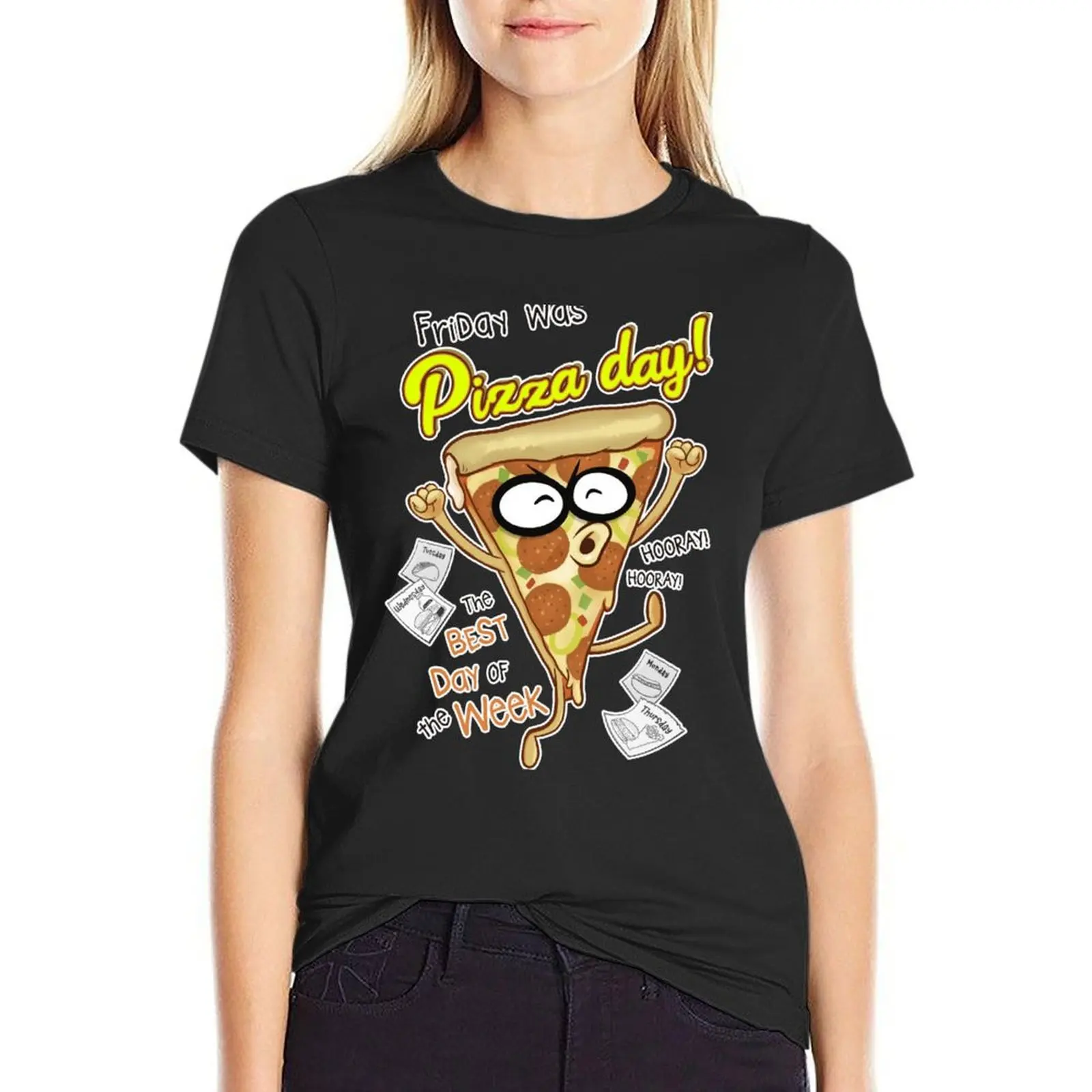 

Pizza Day T-shirt summer top shirts graphic tees tops for Women