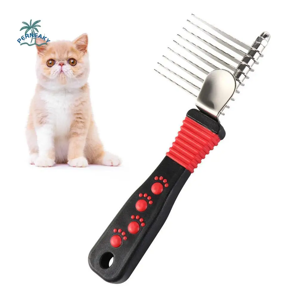 

Non-slip Handle Pet Dematting Fur Rake Manual Professional Pet Knot Comb Stainless Steel Dog Grooming Brush Hair Removing