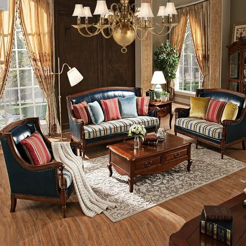 European Living Room Sofa Elegant Loveseat Wooden Modern Luxury Lounge Sofa Puffs Modular Wooden Couch Wohnzimmer Home Furniture