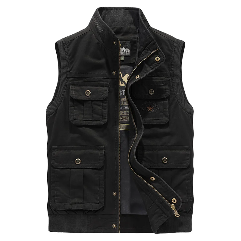 Mens Vest Cotton Waistcoat Spring Summer Loose Large Size Tank Top Men Clothing Safari Style Fishing Men's Gilet Homme