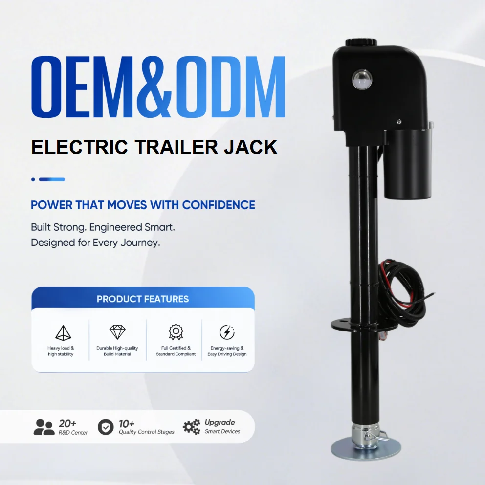 7500lbs Electric Jack with Remote Control Steel 12V DC RV Trailer Camper Parking Support Connecting Leveling