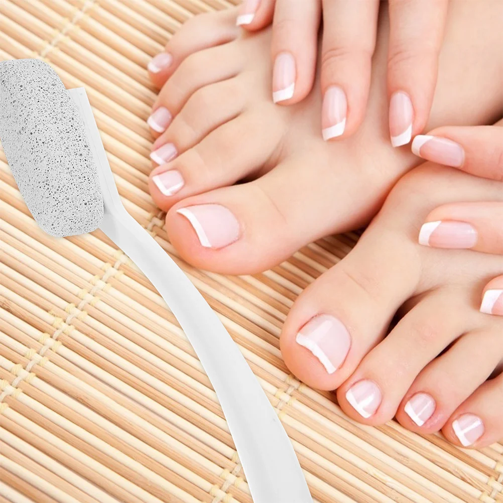 2 قطعة ملف القدم الكالس مزيل مقبض طويل حجر الخفاف للأقدام إزالة الجلد الصلب باديكير أداة التقشير فرشاة لسلس