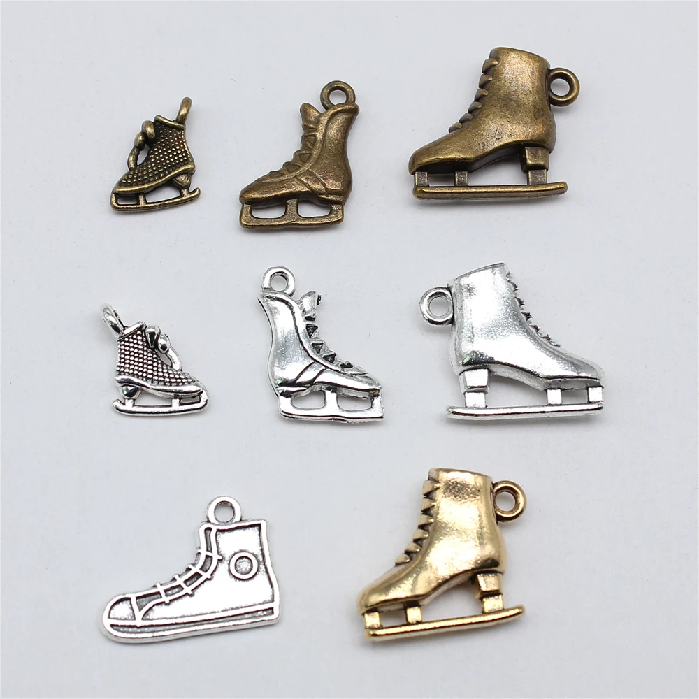20 sztuk 3D łyżwy Charms do tworzenia biżuterii Sport Charms DIY rzemiosło dokonywanie ustaleń