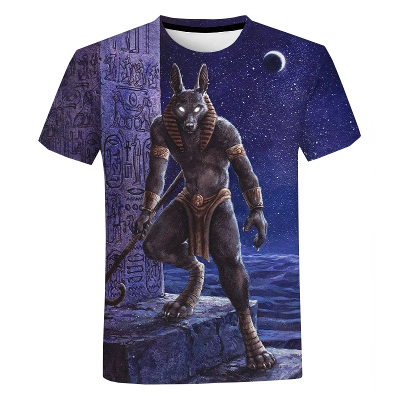 Vintage Anubis Black Egyptian Art 3D Printed T-shirt Men Women Casual Short Sleeve Ancient Egypt Classical T Shirt Tee Tops