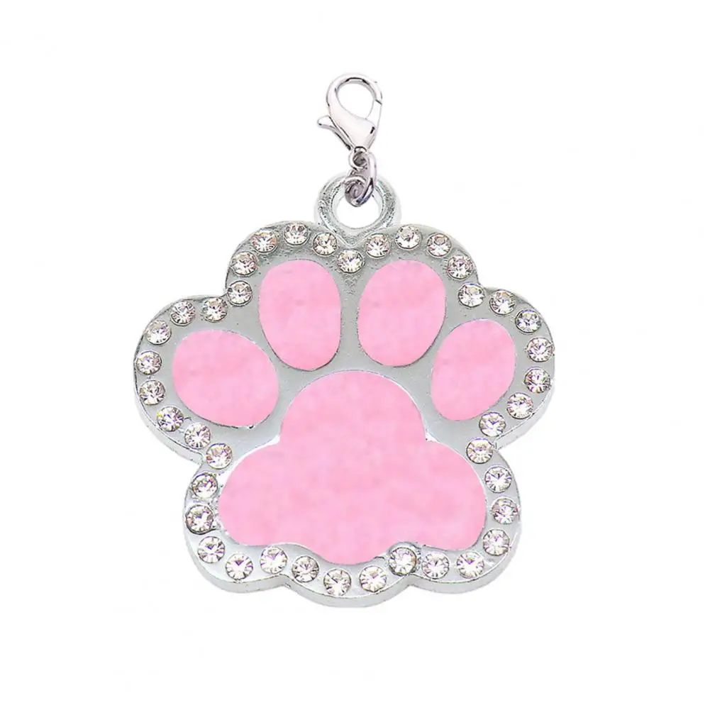 Pet Tag with Contact Information Customized Engraved Pet Id Tags for Dogs Cats Personalized Rhinestone Decor Nameplate for Name