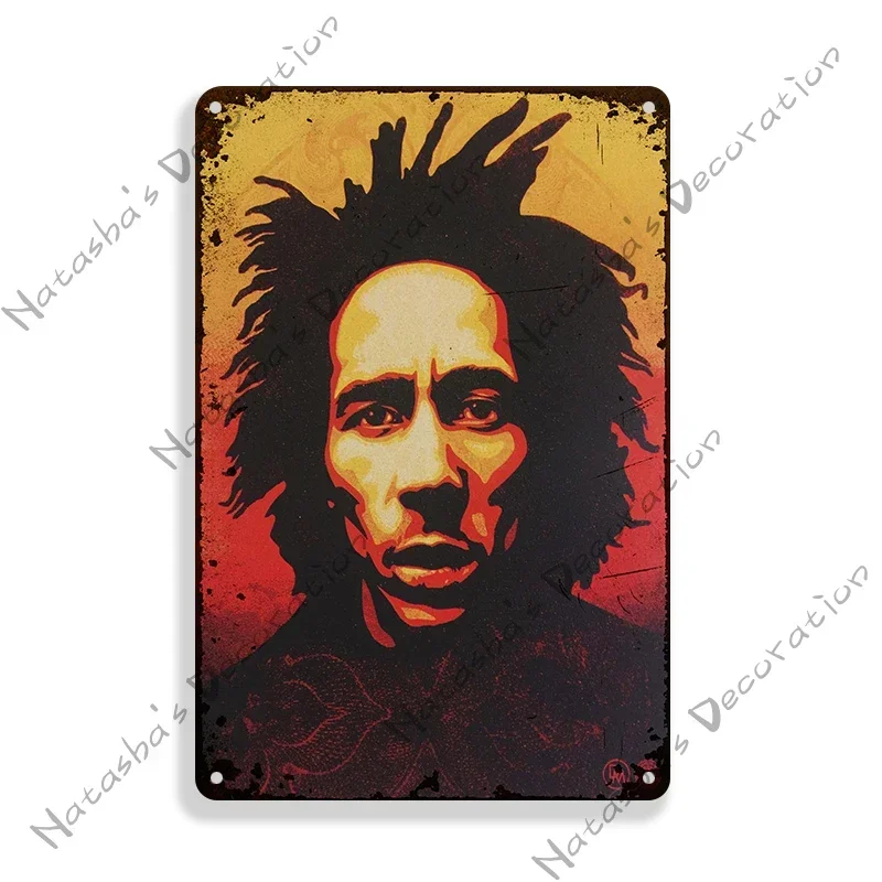 Rusty Bob Marley Metal Poster Singer Metal Tin Sign Vintage Poster Bar Club Pub Wall Decoration Reggae Rock Poster Metal Plaque
