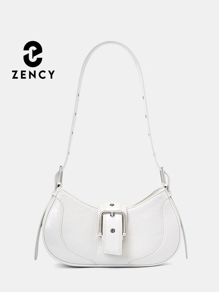 Zency New Stylish Oil Wax Leather Women Girls Handbag Retro Anti-theft Shoulder Underarm Bag Beige Bags Adjustable Strap