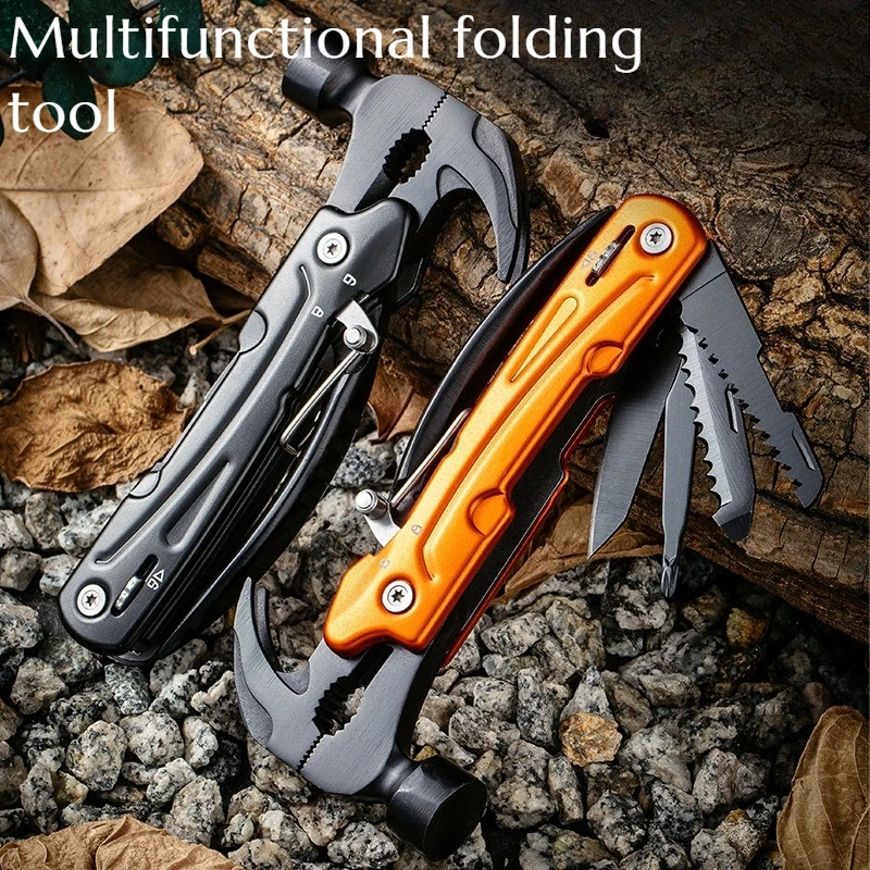 New Outdoor Camping Stainless Steel Lockable Multi-functional Hammer Car Safety Folding Broken Window Survival Equipment