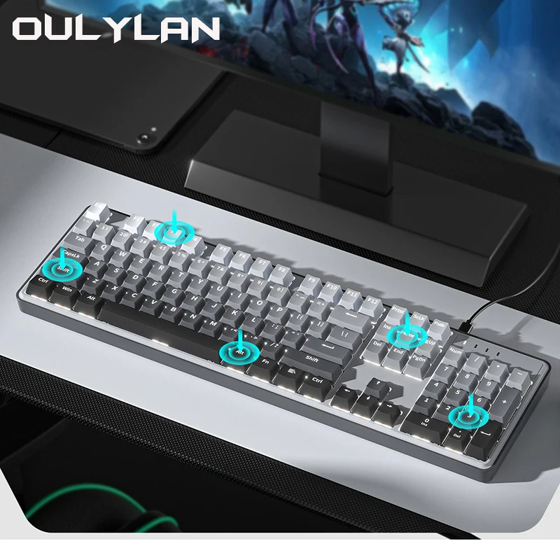 

104 Keycaps ZT104 Wired Mechanical Keyboard Silver Axis Gaming Customized Mechanical Keyboards for Home Office Computer