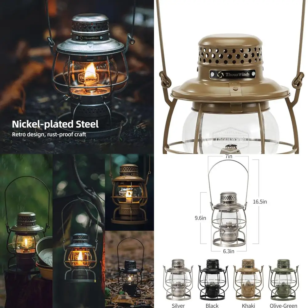 

Outdoor Kerosene Fuel Lantern, Oil Burning Lamp -Railroad Khaki