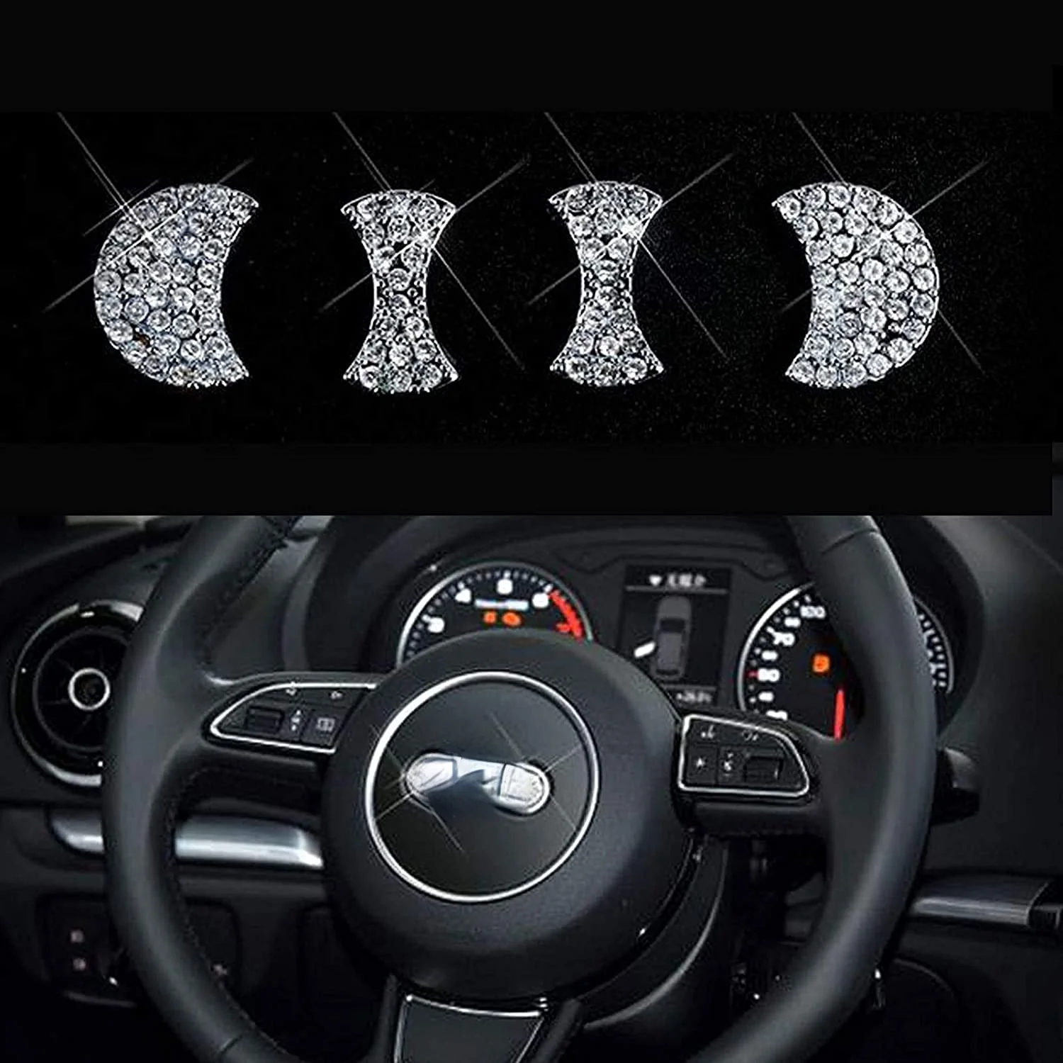 Diamond Steering Wheel Emblem Bling for Audi A4 Q5 A1 B5 Q8 S3 8V TT MK2 A3 Q2 S7 RS3 A6 C5 Q3 F3 8S S1 S4 B7 C3 Car Accessories