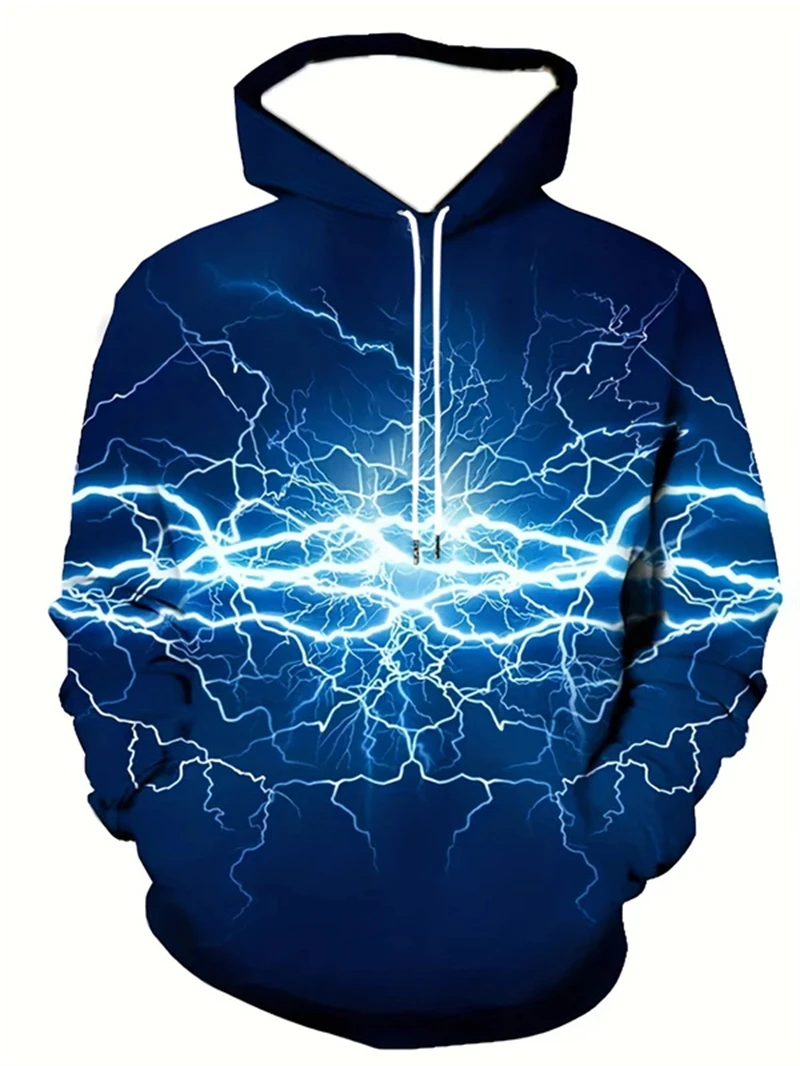 

Y2K Fashion 3D Printed Hooded Sweatshirt Men Lightning Graphic Long Sleeve Unisex Personality Pullover Sweatshirt Men Streetwear
