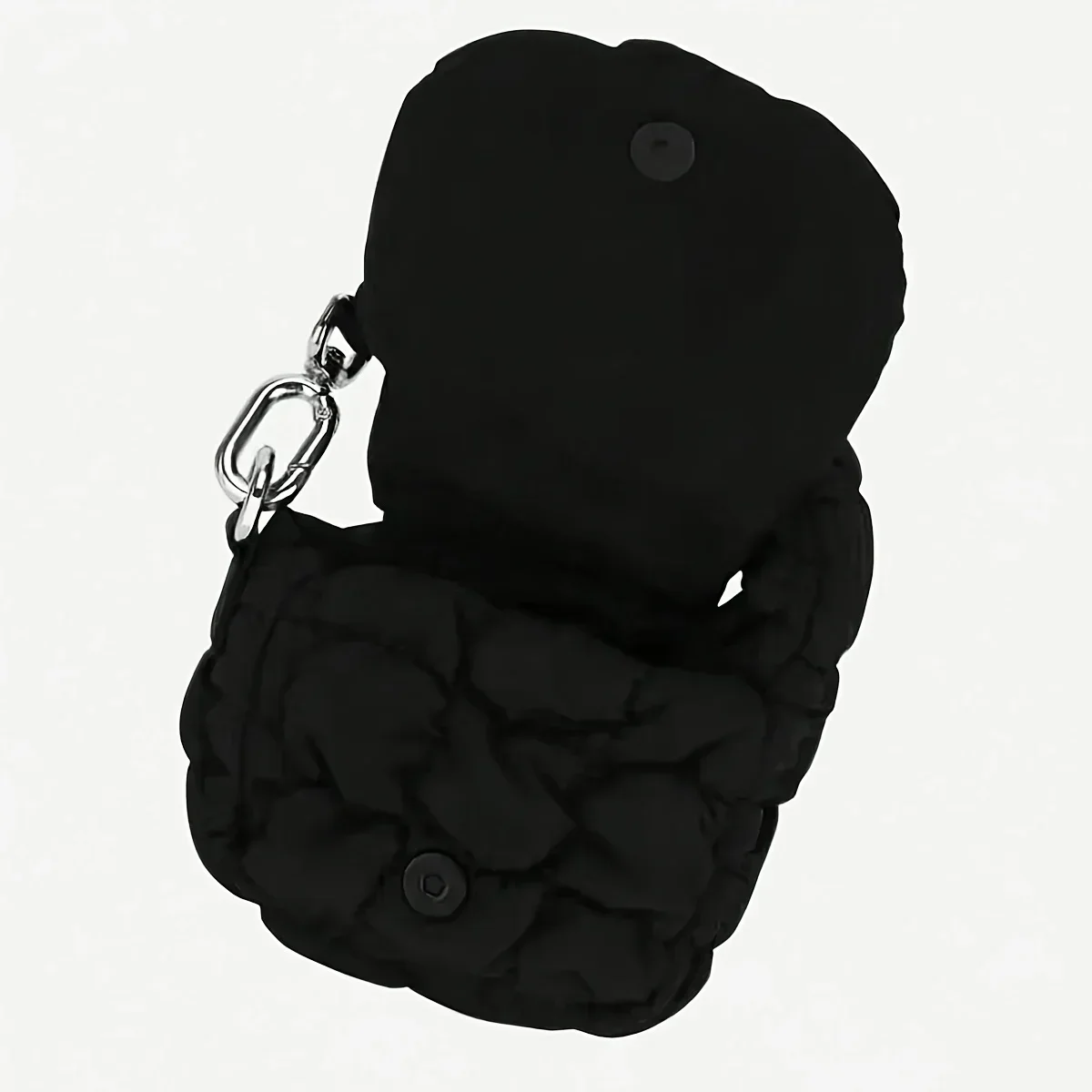 Mini Bag Edgy Black Mini Cloud Waist Pack Lightweight Solid Secure Button Closure with Decorative Coin Purse and Headphone Bag