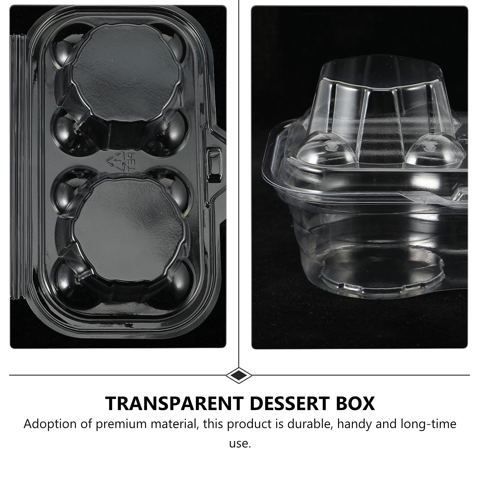 

50Pcs Cake Storage Box Transparent Paper Stackable Dessert Container Two Hole Design for Cupcakes Food Safe Healthy