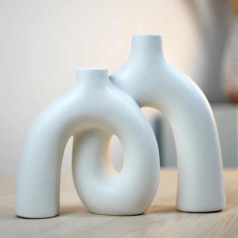 Nordic style Ceramic Irregular Shape Vase, Home Dining Table Living Room Bedroom, Office, Tabletop Decorations, Flower Ware, 1Pc