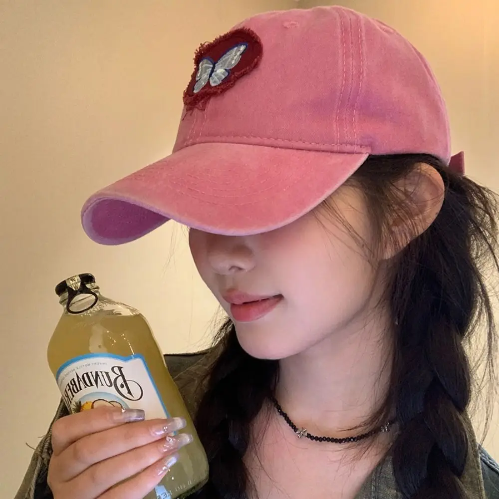 

Солнцезащитная шляпа с вышивкой, бейсболка, тонкая шляпа от солнца с бабочкой, модная хлопковая фуражка с героями мультфильмов для девочек/мальчиков