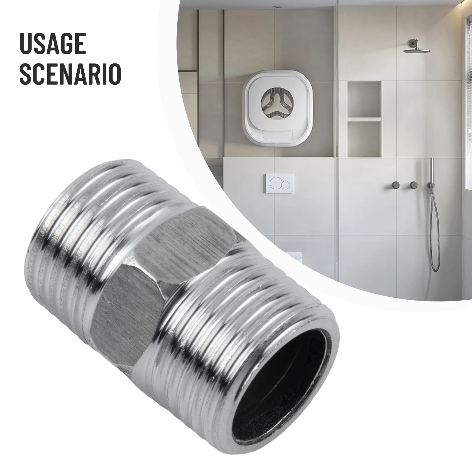 G1/2 *Chrome* Brass* Length Extender Shower Connector For Extra Long Hose Shower Hose Extend Bathroom Accessories