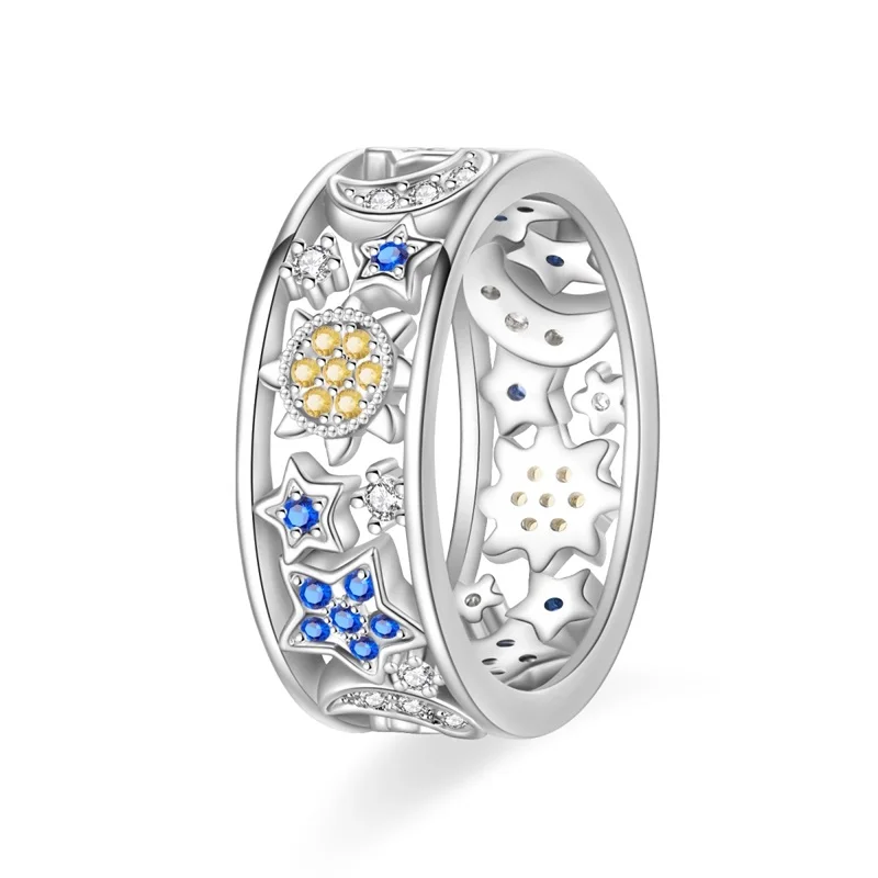 Ringe für Frauen, 100 % 925er Sterlingsilber, rosa Herz, Krone, Stern, Mond, Schneeflocke, Zirkon, Ringe, Mode, Verlobung, Hochzeit, Schmuck – Detail 27