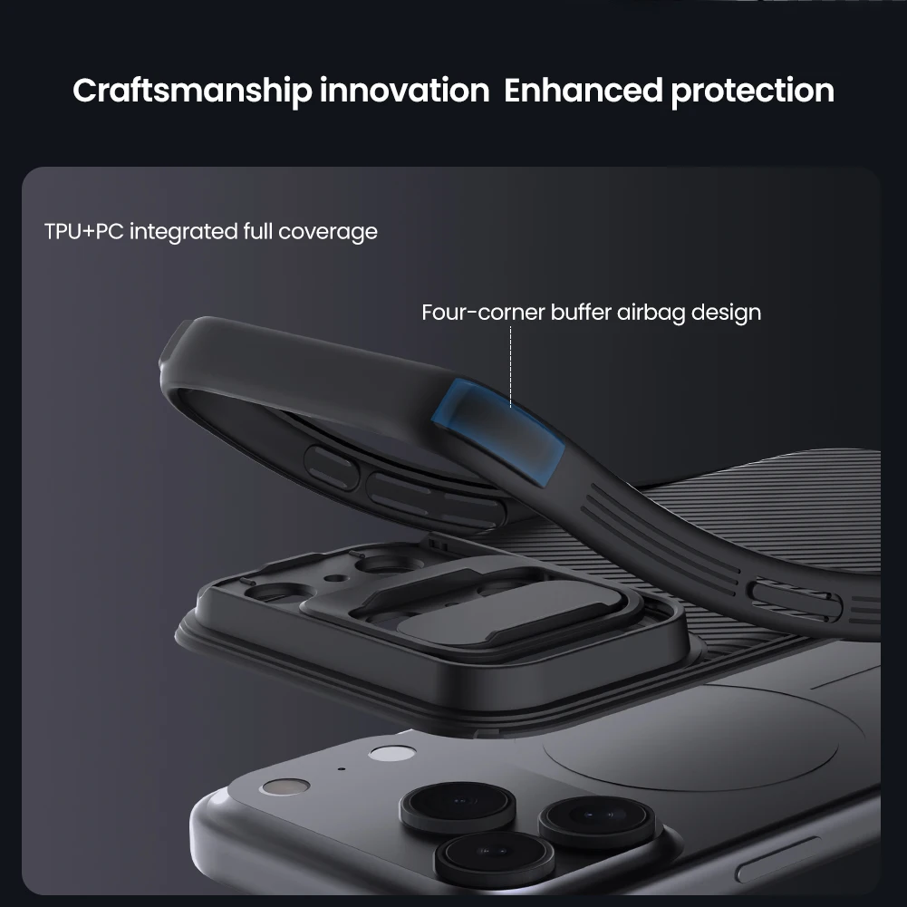Magnetyczne etui NILLKIN do iPhone'a 17/17 Air/17 Pro/17 Pro Max, osłona przesuwna na aparat, kompatybilne z Magsafe, cienkie etui chroniące prywatność. — zdjęcie produktu 5