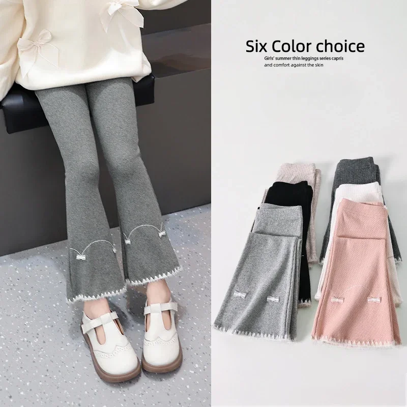 Baby Girls Flare Pant Kids Pants Teenagers Bow-knot Trousers 2025 Spring Autumn 2 To 12 Yrs Children's Clothing Casual