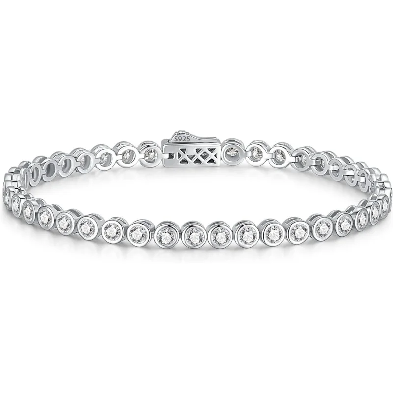 

Moissanite Tennis Bracelet for Women, Gift for Wife, 3.9cttw 14K Gold Plated Sterling Silver jewelry custom wholesale