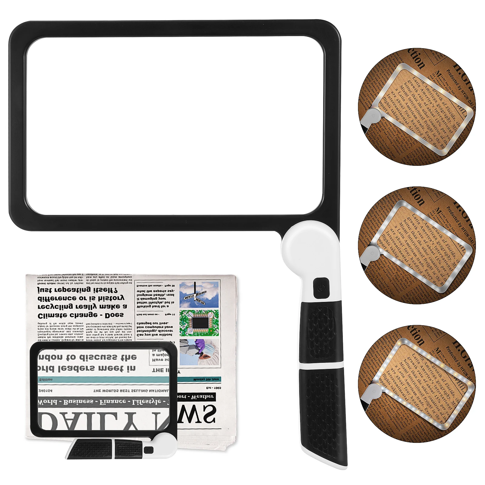 

48LED Handheld Reading Magnifier Large Size Foldable Elderly Glasses Bright Illumination Clear Acrylic Lens Portable Repair