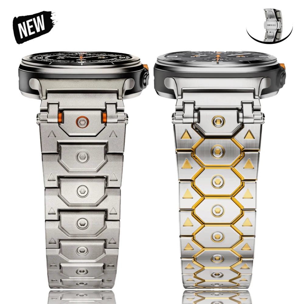 سوار فاخر من الفولاذ المقاوم للصدأ لساعة سامسونج جالاكسي الترا 47 ملم رجل لا فجوات حزام معدني لساعة جالاكسي الترا حزام الملحقات