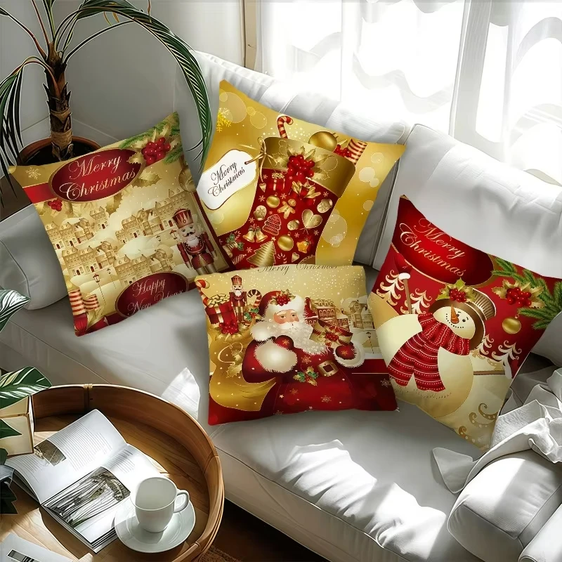 Christmas Pillow Cover Essential for Festival Decoration Christmas Tree Snowflake Pattern Sofa Bedroom Home Decoration