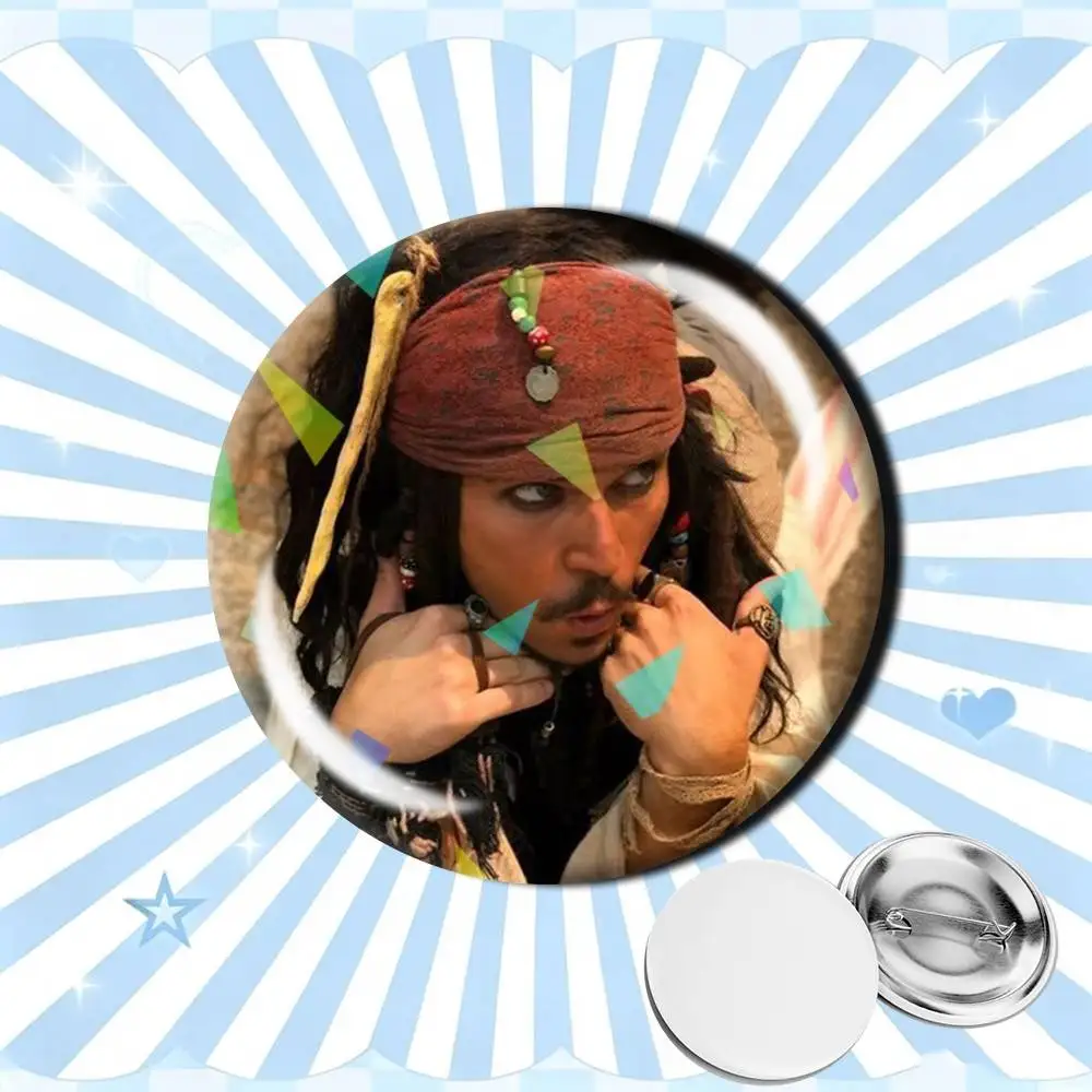 Legendary Captain Jack the Sparrow 25 32 44 58 75mm Badges Personalized Round Brooches Pins Accessory Customizable