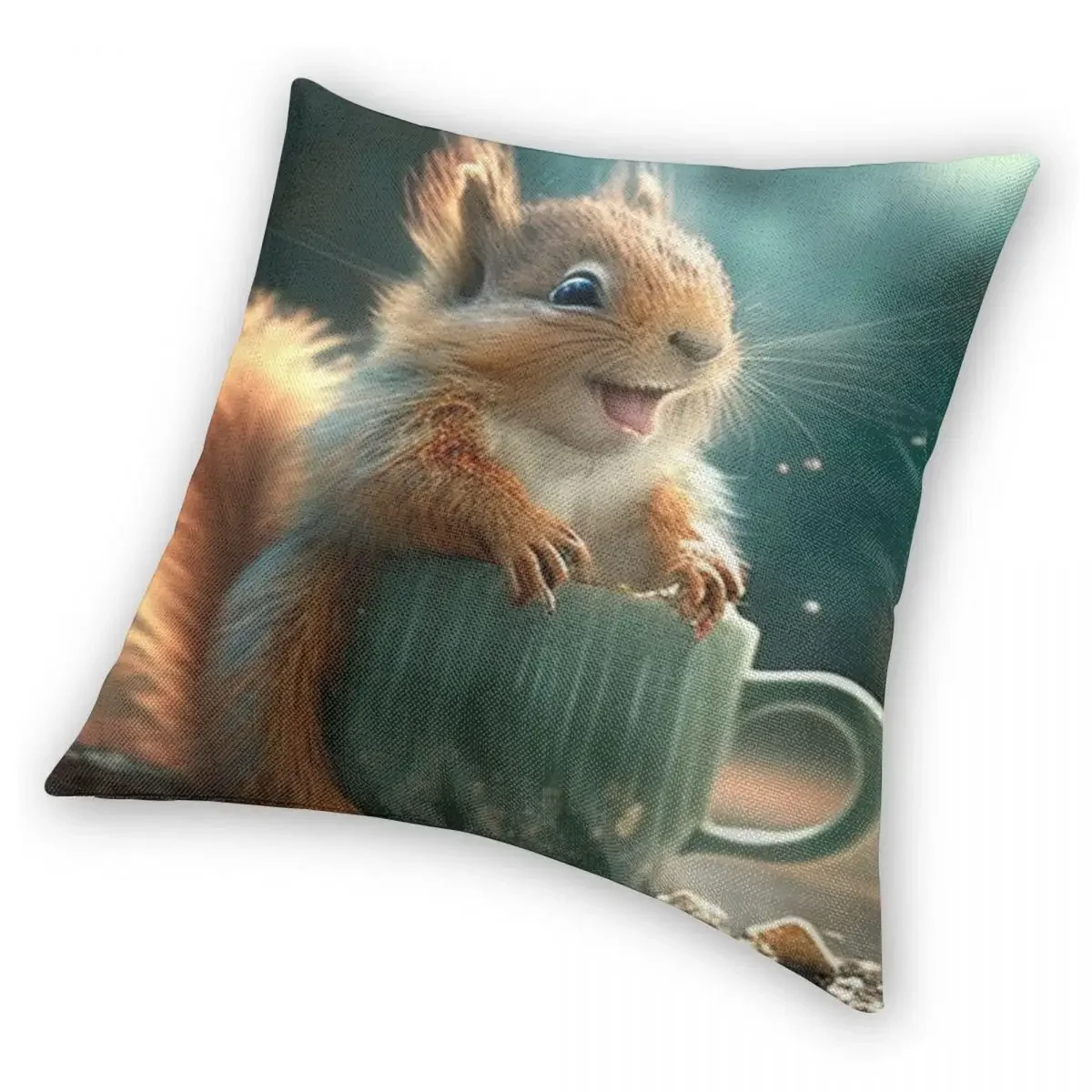 Happy Little Squirrel Square Pillowcase Cushion Cover Decorative Pillow Case Polyester Throw Pillow cover For Home Living Room