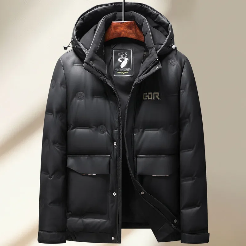 Designer Clothes Men Luxury Men's Winter Skin Down Jacket Removable Hood Duck Down Padding Padded Jacket Casual Male Coat