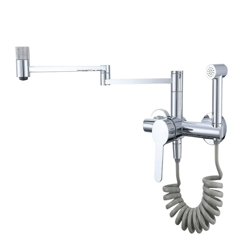 

Retractable folding kitchen faucet wall out vegetable basin faucet rotating multi-function pulling