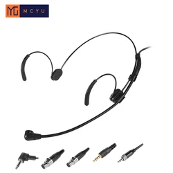Headset Black Wired Condenser Microphone Wireless Transmitter Microfone 3.5mm Stereo Screw Jack Mini XLR 3pin 4pin