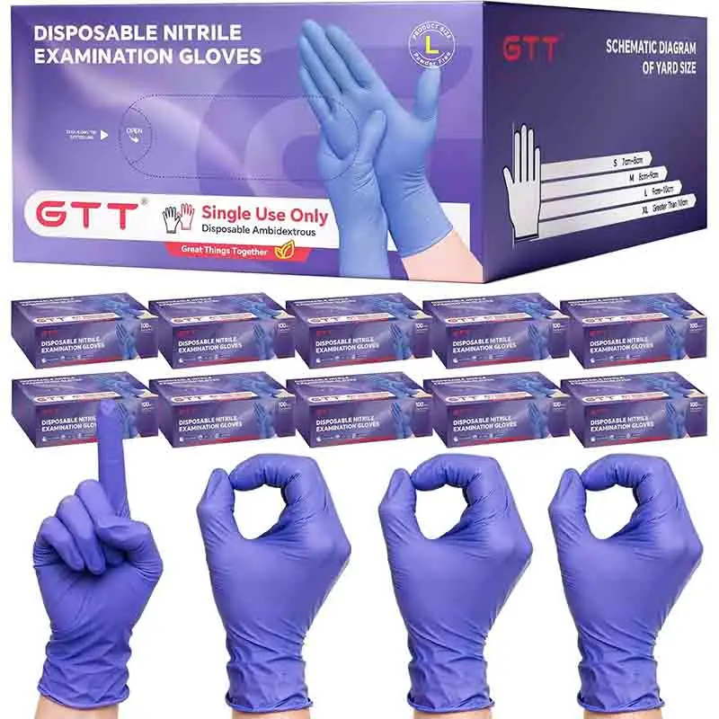 300/1000 Pieces of GTT Purple Nitrile Gloves, 4.5 Mil, Disposable Nitrile Gloves, Household Cleaning Nitrile Gloves