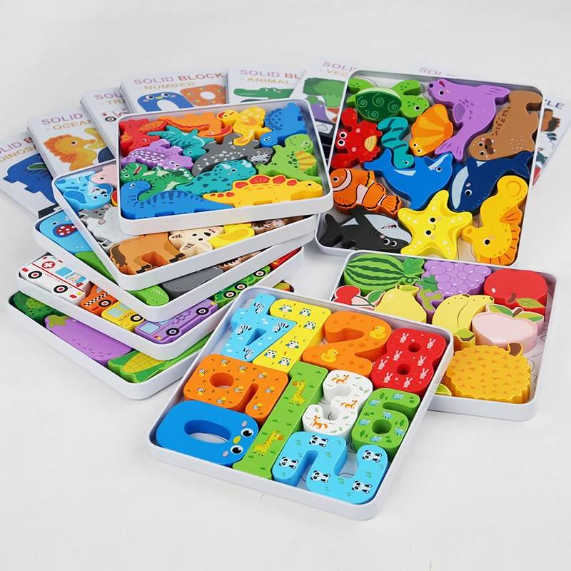 3D Cartoon Pairing Puzzle Board Game Variety Puzzles Logical Thinking Enlightenment Wooden Early Education Toys For Children