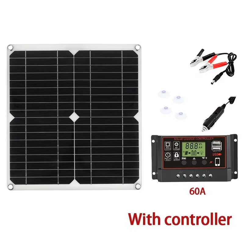 

50W 60A Kit Solar Panel Controller 18V USB Power Energy For Phone RV Car Caravan Home Camping Outdoor Battery Battery Charger