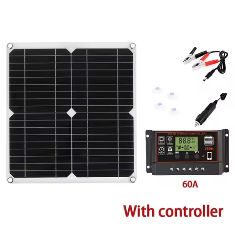 50W 60A Kit Solar Panel Controller 18V USB Power Energy For Phone RV Car Caravan Home Camping Outdoor Battery Battery Charger