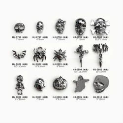 20pcs/Bag Cute Dark Alloy Ghost Bat Skull Pumpkin Spider Skeleton Nail Art Charms Decorations DIY Handcraft Bracelet Pendant