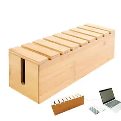 Wood Cable Management Box Cord Storage Organizer Extension Hider Wire Storage Box Desk Floor Tidy Solution Wire Organizer