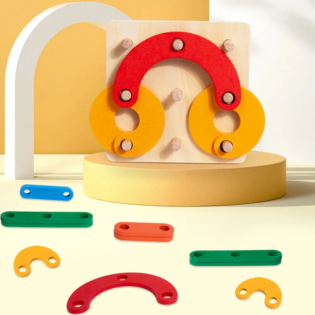 

1Set Educational Puzzle Game for Kids Wood Material Shape Color Matching Learning Tool Toddler Hands-on Skill Building Play Set