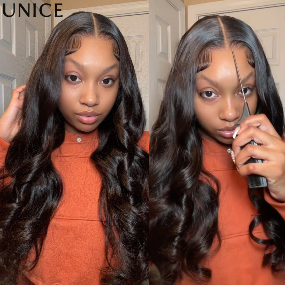 UNice 7x5 & 13x4 No-Slip Cap Body Wave Lace Wigs With Drawstring Pre Cut Pre Bleached Glueless Human Hair Wig Ready To Go