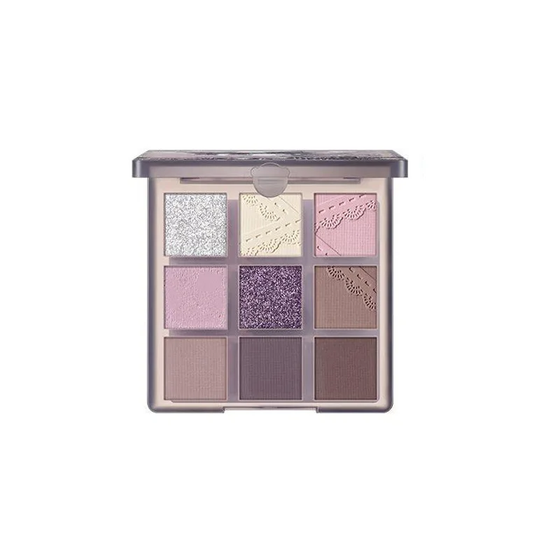 Fumaça roxo renda paleta de sombra de olho fosco brilho sombra shimmer olhos brilhantes compõem paleta cosméticos 9 cores de longa duração