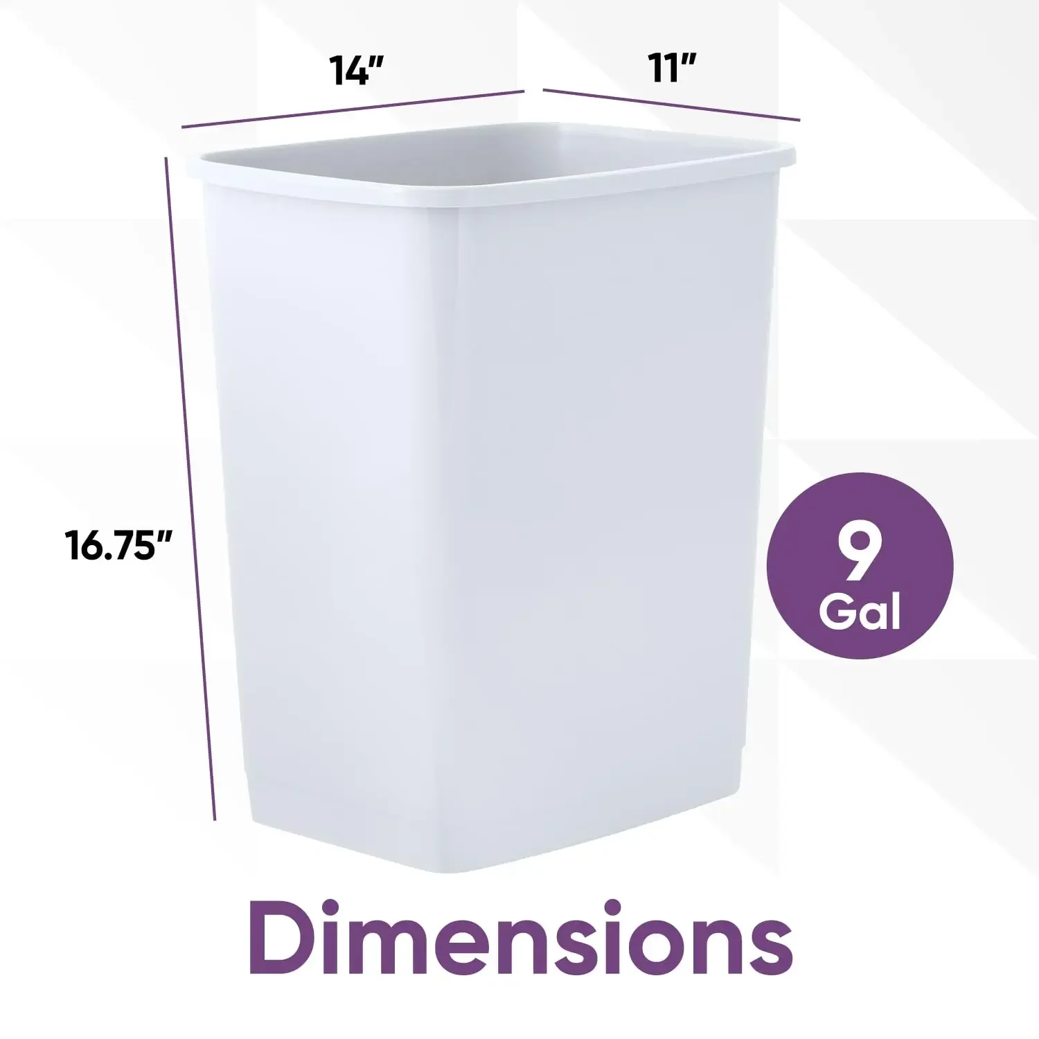 Kitchen Trash Can 9 Gallon Slim Waste Bin 37 Qt Durable Plastic, Fit Small Spaces, Office, Bathroom, Under Counter (White)