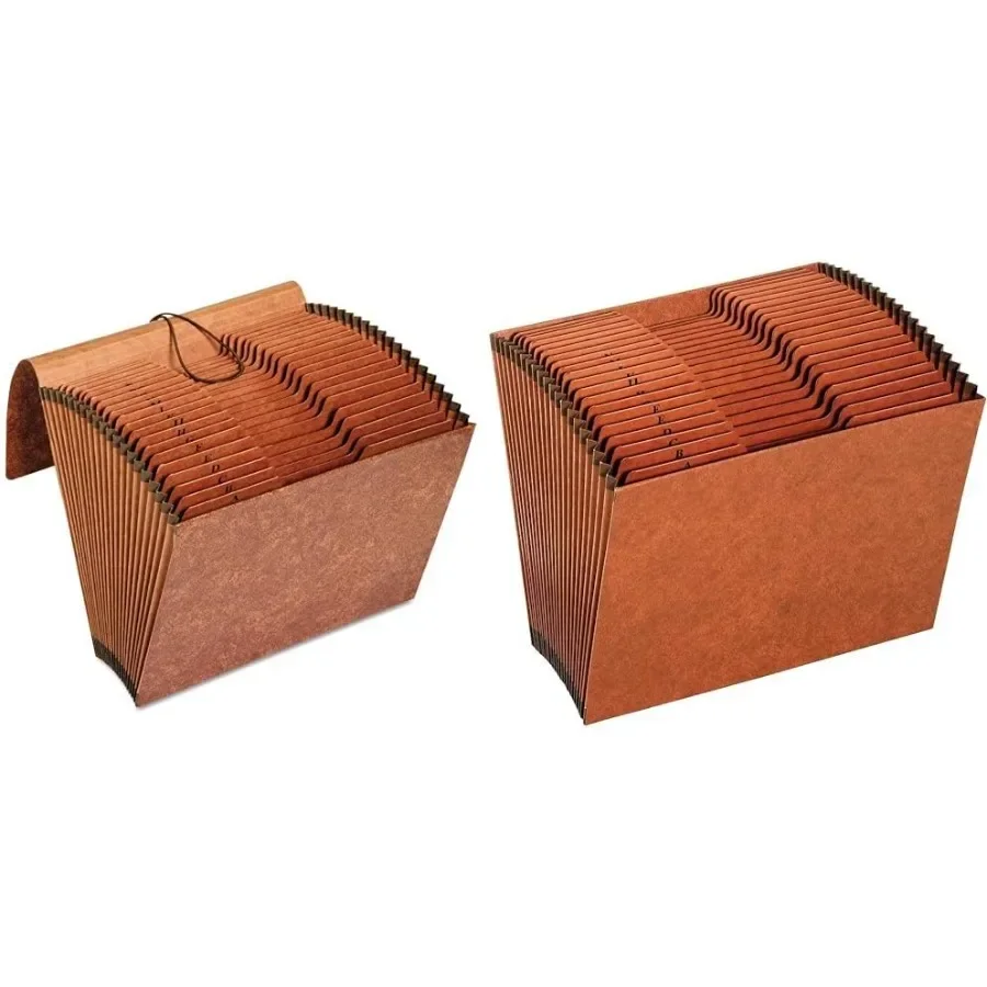 ملف توسيع عالي التحمل: 21 جيبًا من علامة التبويب A-Z، وحواف معززة من Tyvek وإغلاق مرن للاستخدام المكتبي/الكلية (بني)