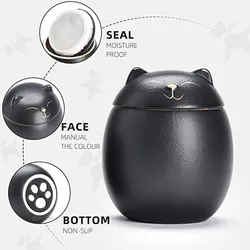 Urn for Cat Ashes- Cat Shape Memorial Cremation Urns-Handcrafted Black Decorative Urns for Funeral，Cat urn，cat memorial