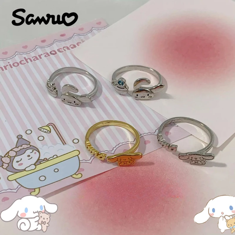 New Fashion Trend Kawaii Sanrio Cute Cinnamoroll Delicate Ring Anime Toys Fashion Jewelry Accessories Birthday Gift for Friends